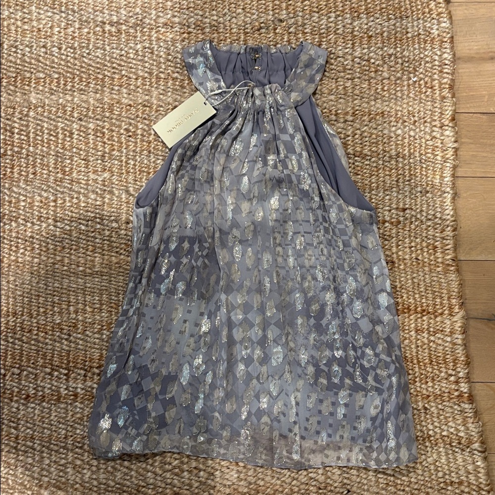 NWT Ramy Brook Metallic Silver Halter Blouse - Picture 2 of 4